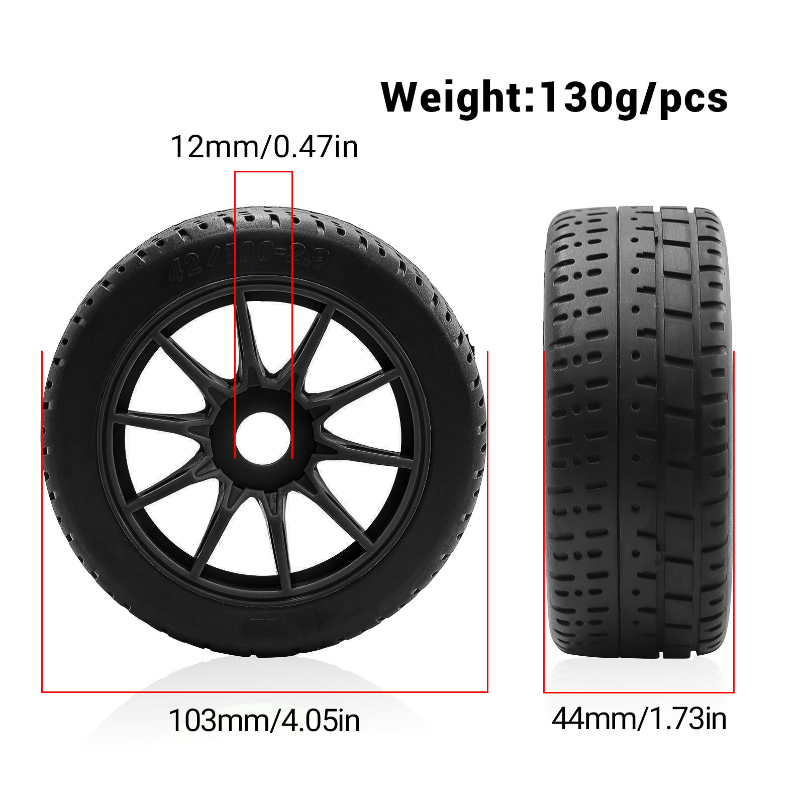 4 peças de Roda e Pneu RC 100* - Rc Truck Monster avaliação e preço